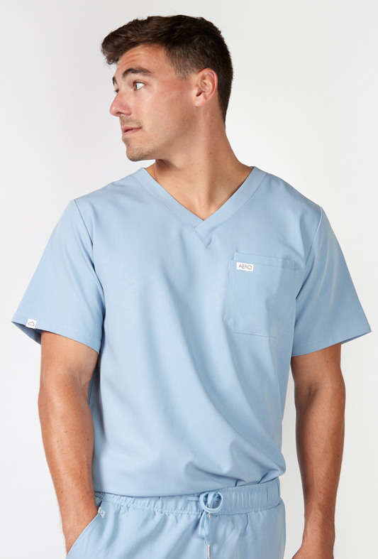 Ceil Blue Men's Scrub Top